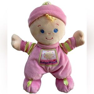 Fisher Price Baby's 1st Doll Pink Plush Lovey Rattle Toy Dolly 11”.
